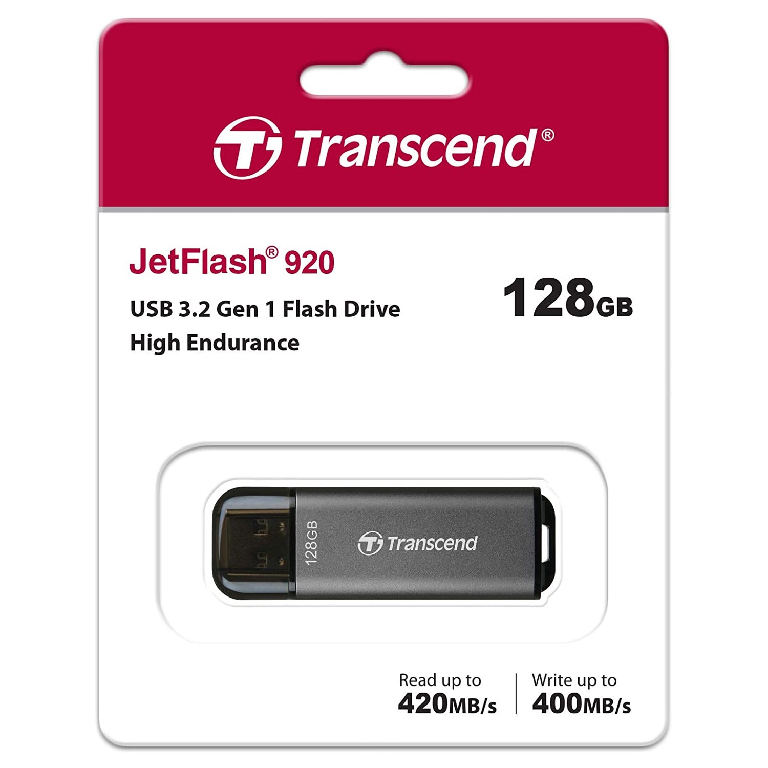 Transcend 128GB JetFlash 920 USB 3.2 Gen 1 Flash Drive up to 420 MB/s Speed for Windows and Mac