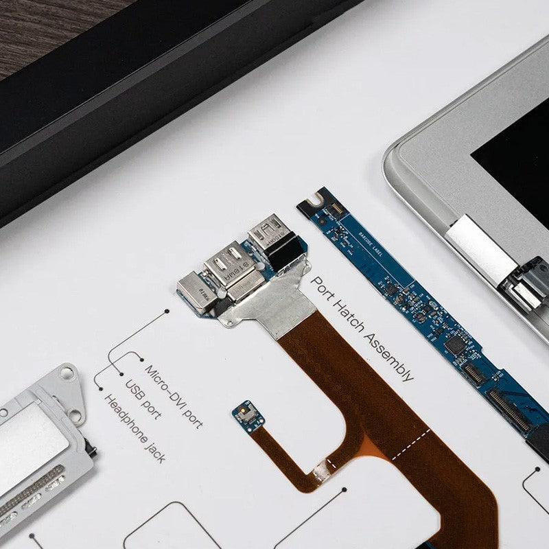 Grid Framed Macbook Air (1st Generation) Disassembled (Size: 29.9*18.5*1.97 in) For Wall Art, Decoration