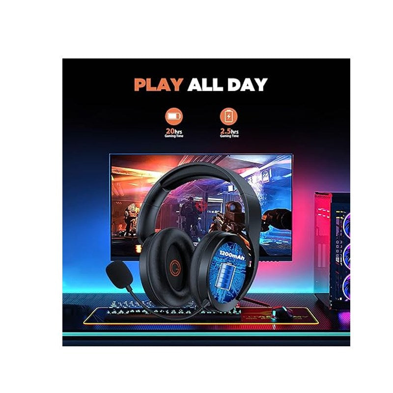 OCG Gaming Headset Dual Wireless Lossless 2.4G Bluetooth Gaming Headphones with Detachable Microphone 50mm Speakers - for PC, PS4, PS5, Smartphone, MacBook, Notebook, Tablet