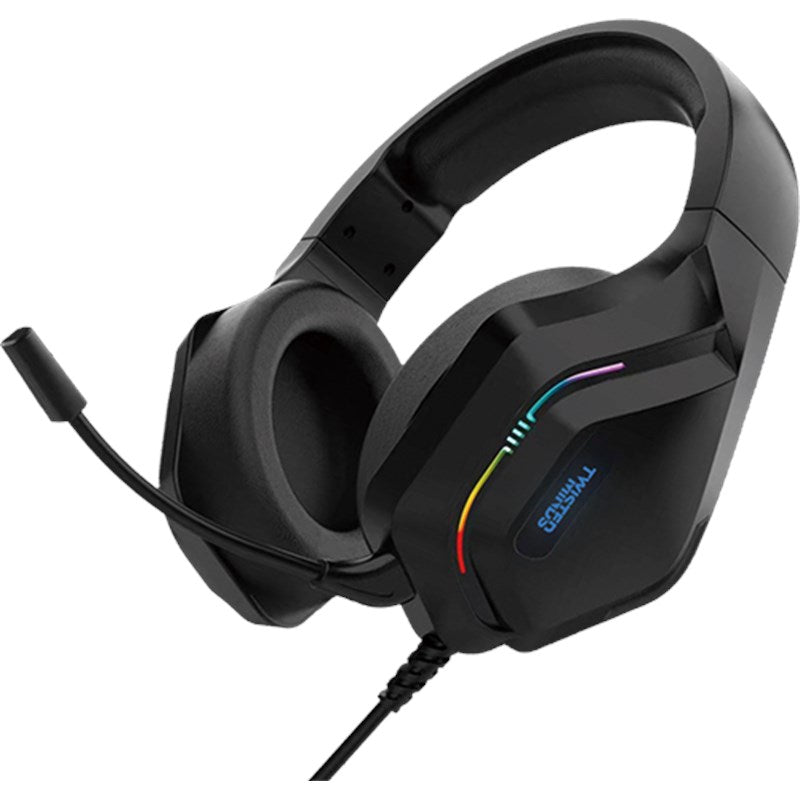 Twisted Minds 4in1 Gaming Bundle, Wired Keyboard, Rainbow Static Headset LED, Multi-Media Keys Keyboard and Mouse Pad