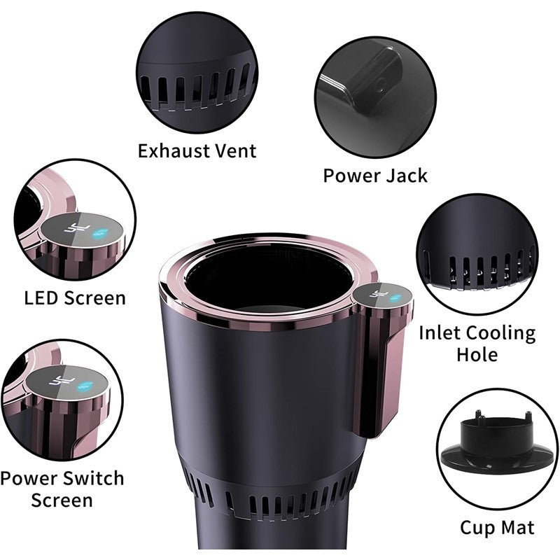 Auto Cooling & Heating Cup Holder for Car, 2-in-1 Smart Drink Holder for Coffee/Water/Milk with Temperature Display, (Pack of 2)