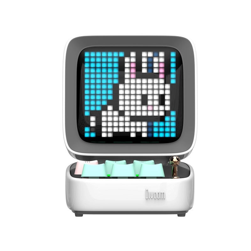 Divoom Ditoo-Pro Retro Pixel Art Bluetooth Speaker with RGB Mechanical Keyboard – White & Green
