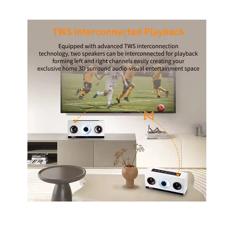 Portable Magnetic Ferrofluid Music Rhythm Bluetooth Speaker With Alarm Clock, TWS Pairing, TF Card And USB - White