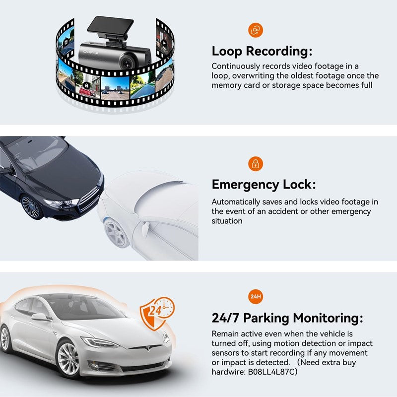 DDPAI N1 Dual Channel Car Dash Camera, 1296p+1080p, F1.8 with NightVIS 5G Lens, 260° Coverage, G-Sensor, Wi-Fi, Super-Capacitor