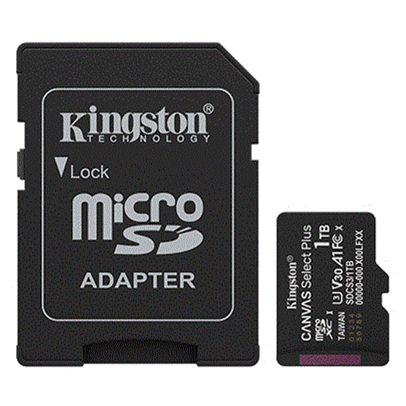 Kingston microSDXC Canvas Select Plus Gen3 150 MB/s A1 Card + Adapter