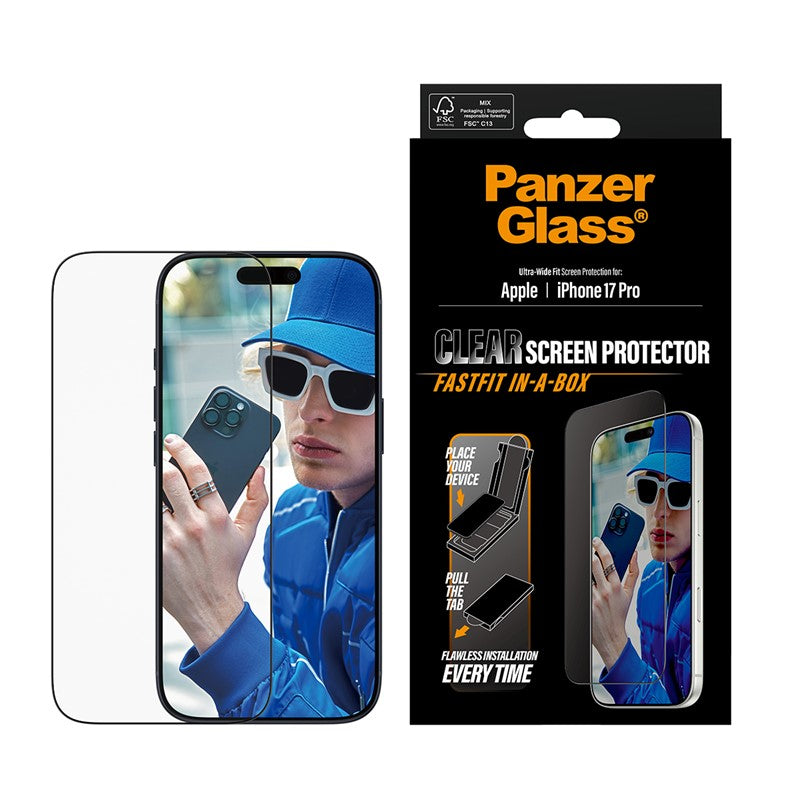 PanzerGlass iPhone 17 Air / iPhone Pro / iPhone 17 Pro Max Screen Protector, Ultra-Wide Fit