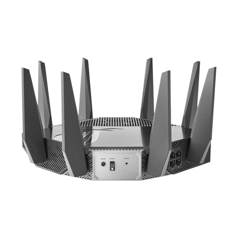 راوتر العاب من اسوس ROG Rapture, راوتر العاب 6 جيجا هرتز, ثلاثي الموجات WiFi 6E (802.11ax), 2.5 جيجاهرتز, منفذ WAN / LAN متوافق مع PS5, تسريع ألعاب ثلاثي المستوى