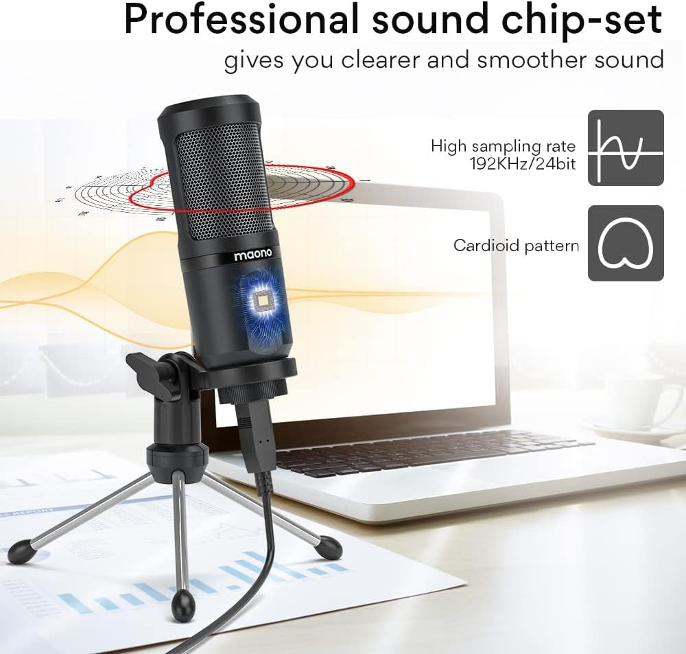 Maonocaster PM461 Series Condenser USB Gaming RGB Microphone - Black