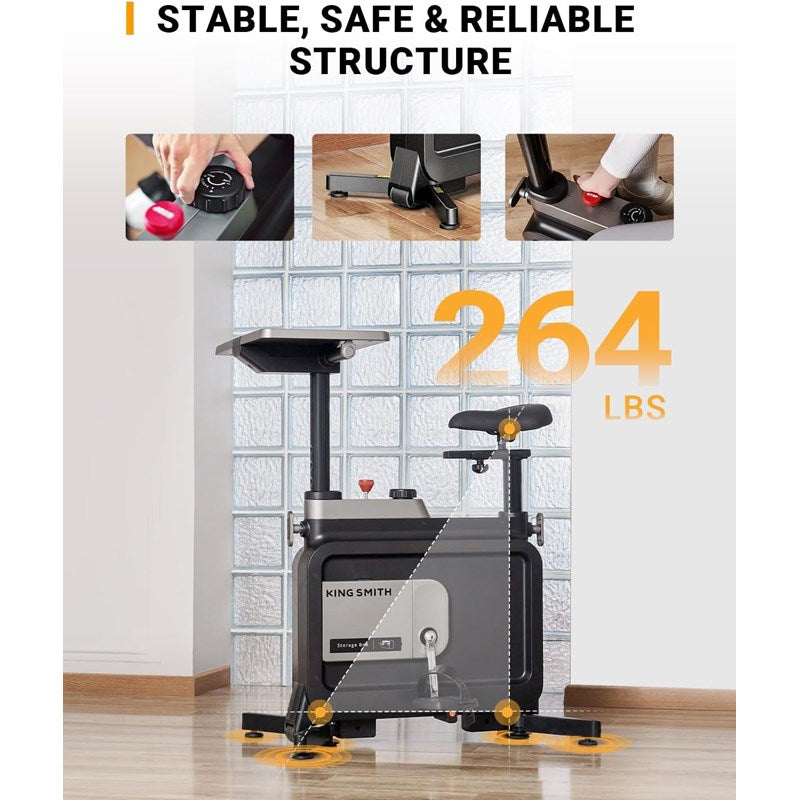 King Smith Foldable Workstation Exercise Bike with Adjustable Resistance, Desktop Stand - Black