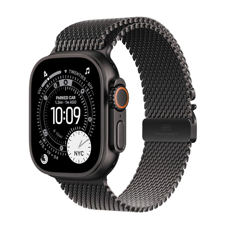 Apple Watch Ultra 3, 49mm, Black Titanium Case, Black Titanium Milanese Loop, (GPS+Cellular)