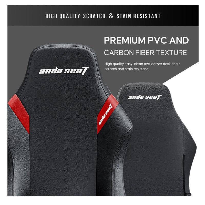 Andaseat Luna Pro with Footrest, Large Gaming Chair, PVC Leather