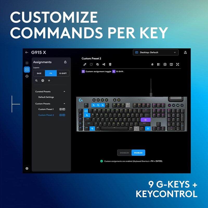 Logitech G915 X Wired Low Profile Mechanical Gaming Keyboard (Tactile Switch) - Black (US Layout)