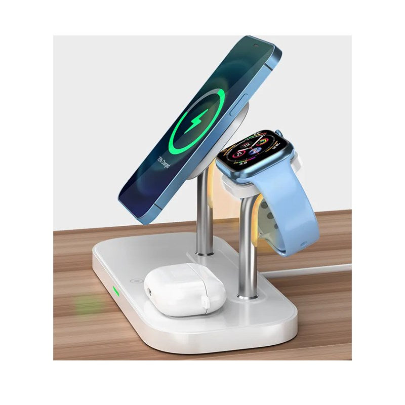 3 in 1, 15 W Wireless Charging Stand, Station For Multiple Devices - White