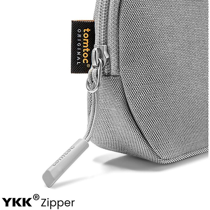Tomtoc Recycled Portable Storage Pouch Bag Case Accessories Organizer Compatible with Laptop Charger, Mouse, Cables, Hub, Power Adapter, Power Bank, Toiletries, Cosmetics, Personal Items, Grey