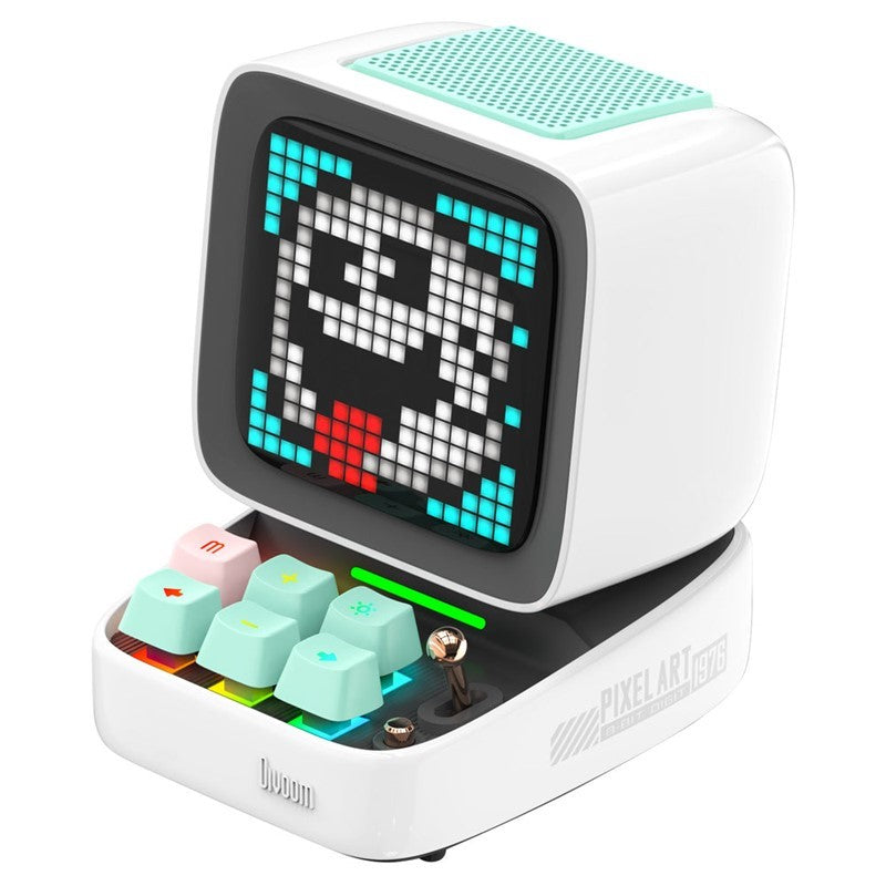 Divoom Ditoo-Pro Retro Pixel Art Bluetooth Speaker with RGB Mechanical Keyboard – Blue & White