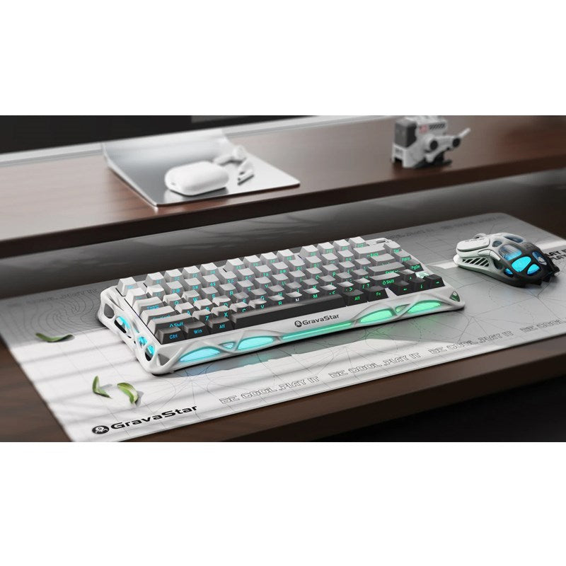 GravaStar Mercury K1 75% Wireless Mechanical Gaming Keyboard - Gradient White