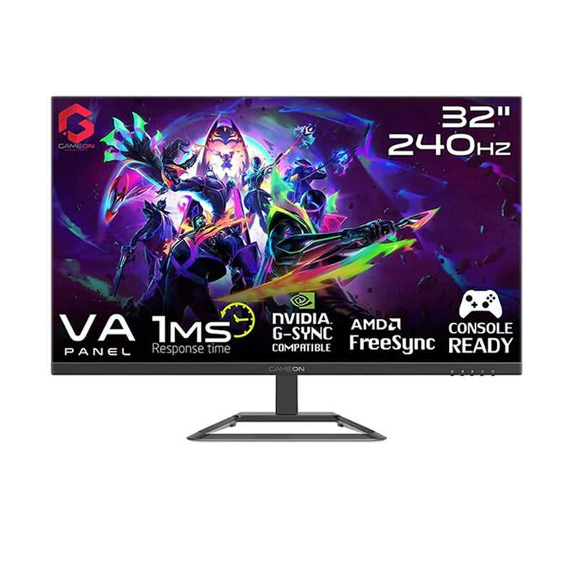 شاشة ألعاب جيم أون GOP32FHD240VA مقاس 32 بوصة فل اتش دي، 240 هرتز، 1 مللي ثانية (1920 × 1080) مسطحة مع تقنية جي سينك & فري سينك - أسود (متوافق مع وحدة التحكم HDMI 2.1)