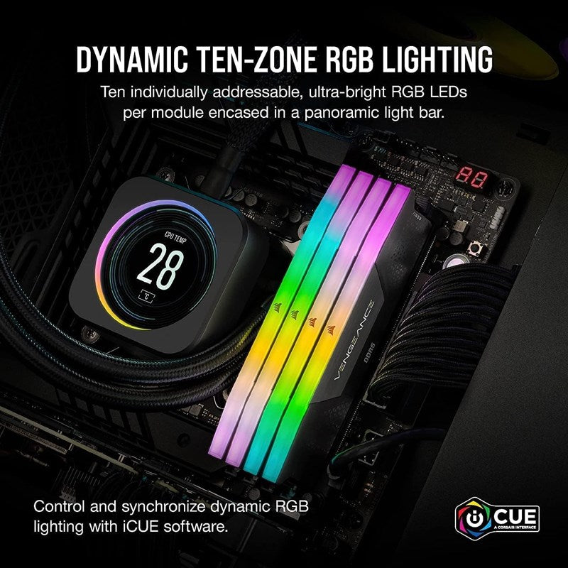 Corsair VENGEANCE RGB 64GB (2x32GB) DDR5 DRAM 6400MT/s CL32 Memory Kit - Black