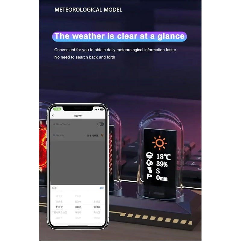 RGB LED Nixie Tube Clock Glows IPS Color Screen DIY Analog Digital Tube Night lights Gaming Desktop Home Decoration