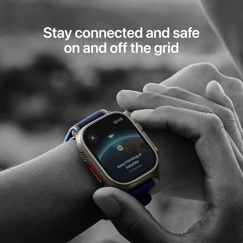 Apple Watch Ultra 3, 49mm, Natural Titanium Case, Blue/Bright Blue Trail Loop, (GPS+Cellular)