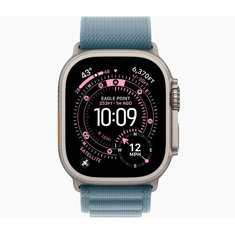 Apple Watch Ultra 3, 49mm, Natural Titanium Case, Light Blue Alpine Loop, (GPS+Cellular)