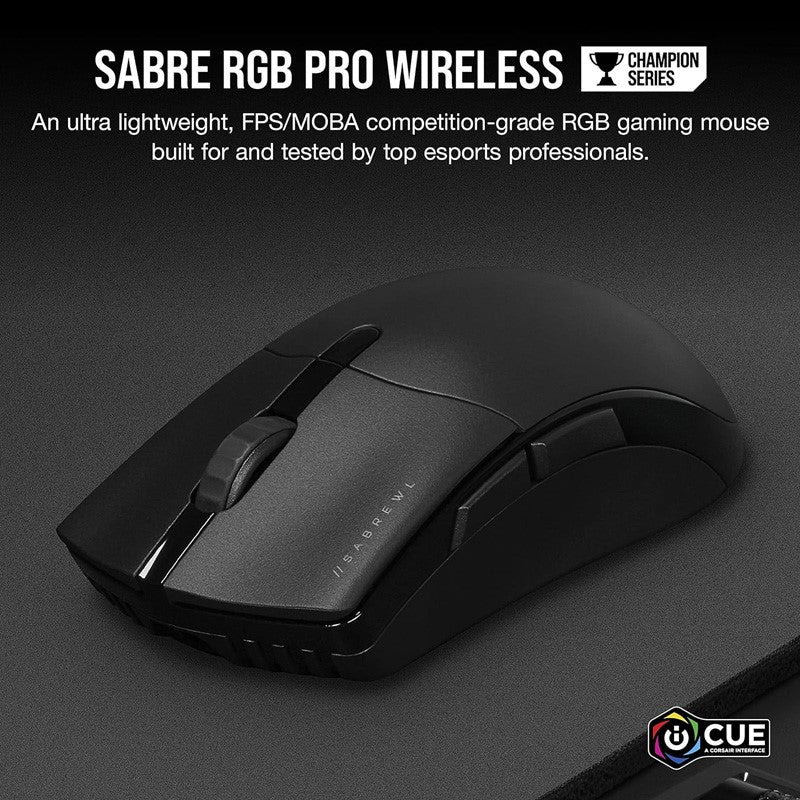 Corsair SABRE RGB PRO Wireless CHAMPION SERIES Ultra-Lightweight FPS/MOBA Gaming Mouse - Black
