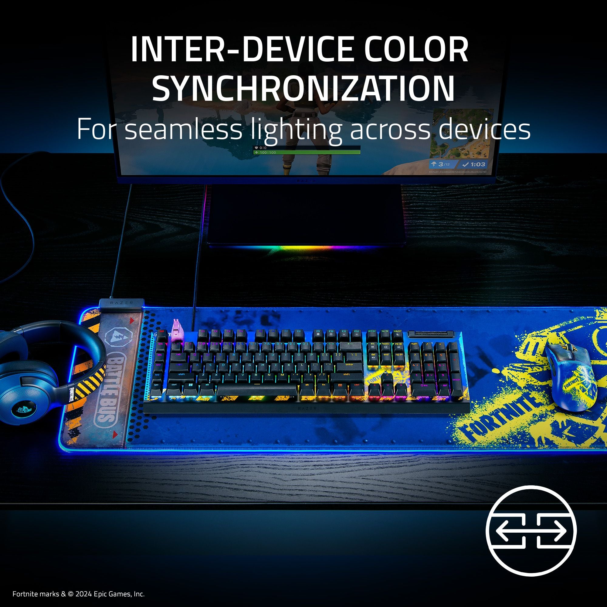 Razer Goliathus Extended Chroma Oversized Soft Gaming Mouse Pad Powered by Razer Chroma RGB - Fortnite Edition