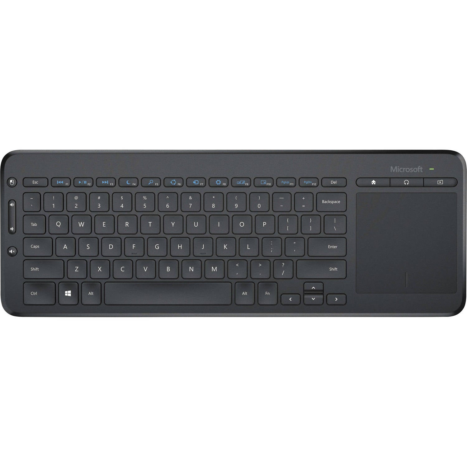 Microsoft Wireless All-In-One Media Keyboard Built in Multi-TouchPad, Comfortable Use - Black