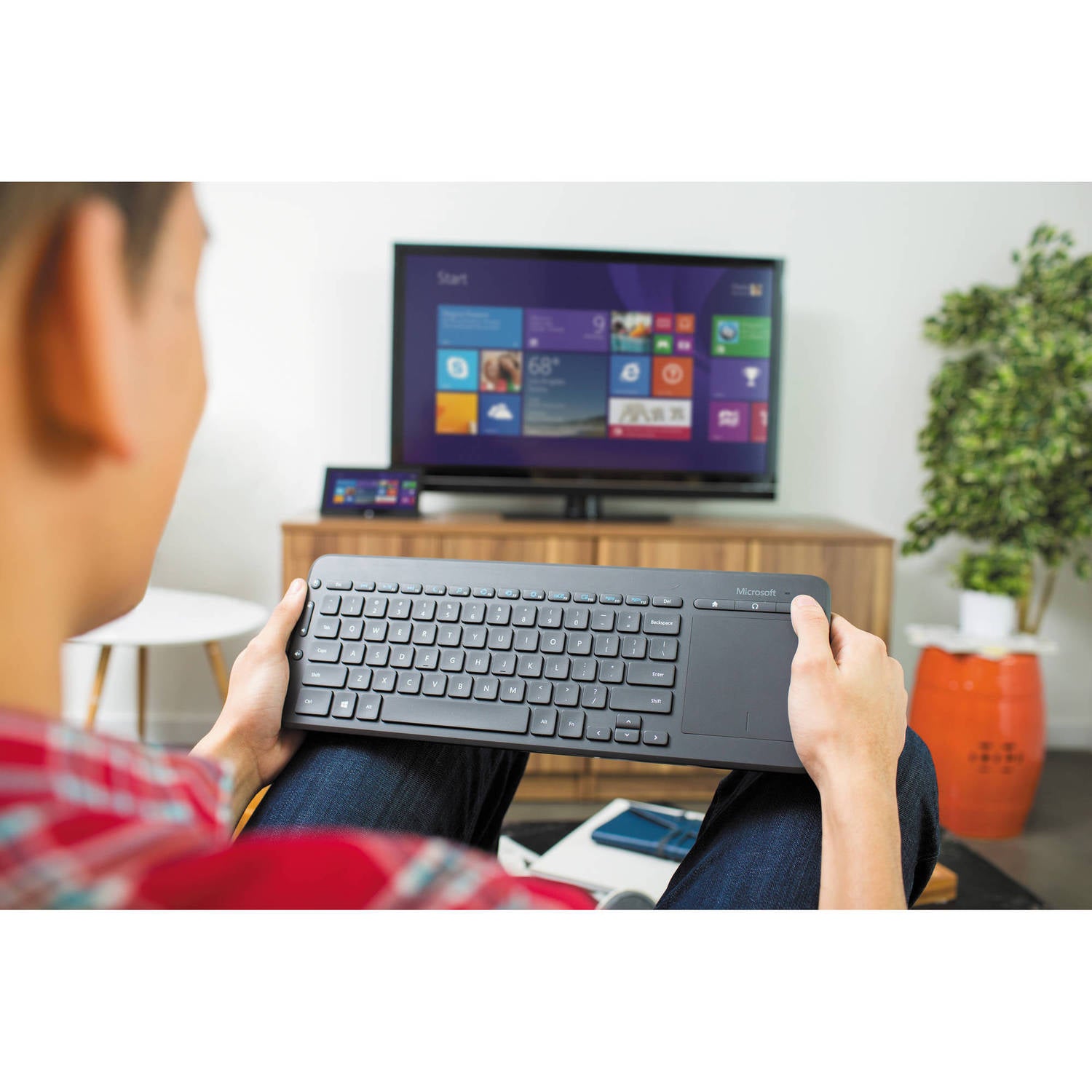 Microsoft Wireless All-In-One Media Keyboard Built in Multi-TouchPad, Comfortable Use - Black
