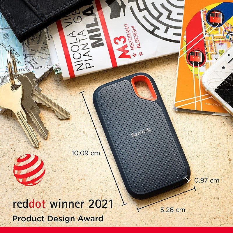 SanDisk Extreme Portable 1TB SSD V2, USB Type-C 3.2 Gen 2, Up to 1050 MB/s Speed