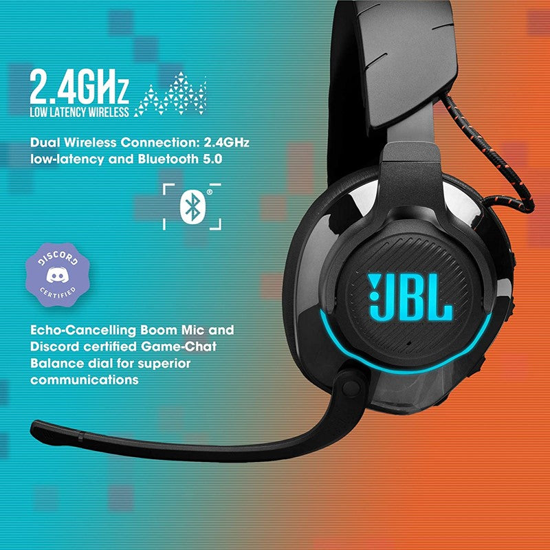 JBL Quantum 800 2.4 GHz Wireless Over-Ear Performance Gaming Headset with Active Noise Cancelling, Black