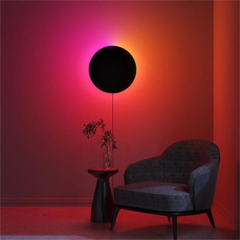Modern Round RGB LED Wall Light, Lamp with Remote Control