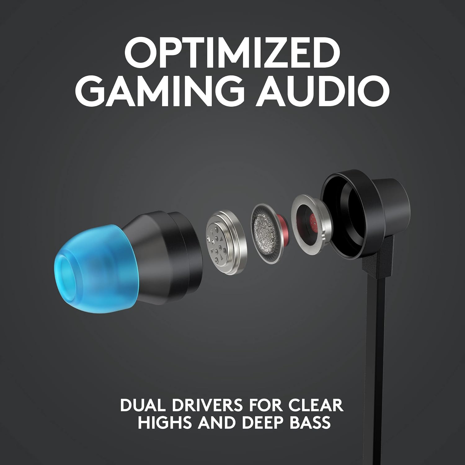 Logitech G333 Wired Gaming Earphones, 3.5mm - Black