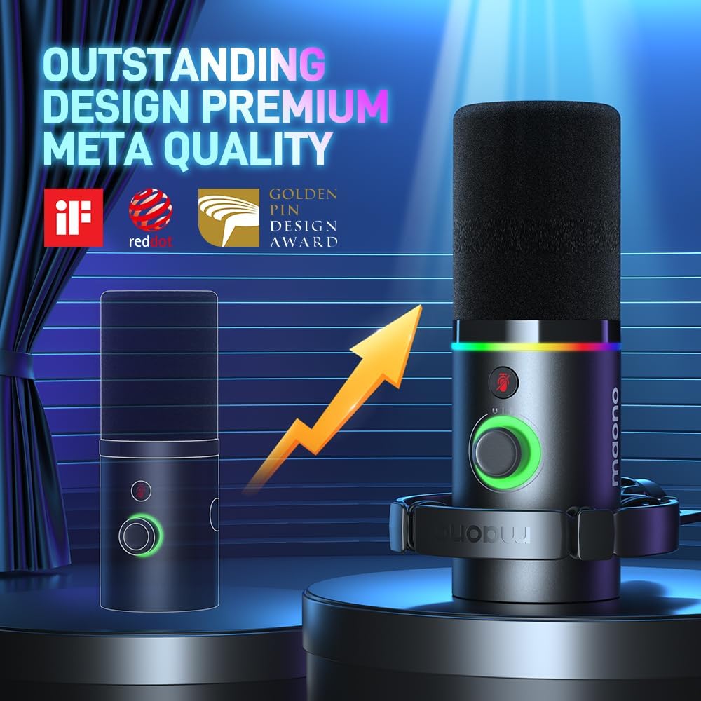 Maonocaster PD200X USB/XLR Dynamic Gaming RGB Microphone - Black