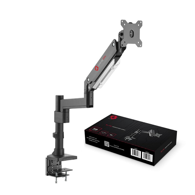 GAMEON GO-2083 Pole-Mounted Aluminum Heavy-Duty Spring-Assisted Single Monitor Arm For Gaming And Office Use, 17