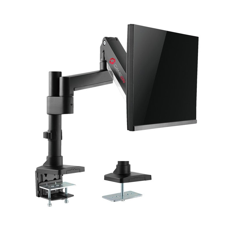 GAMEON GO-2083 Pole-Mounted Aluminum Heavy-Duty Spring-Assisted Single Monitor Arm For Gaming And Office Use, 17