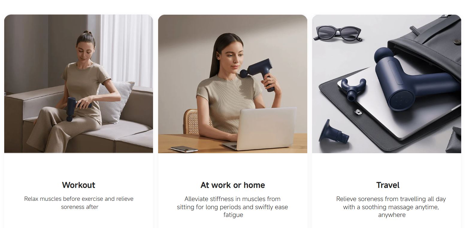 Xiaomi Mi Handheld Muscle Massage Gun 2 with 2 Massage Heads - Blue