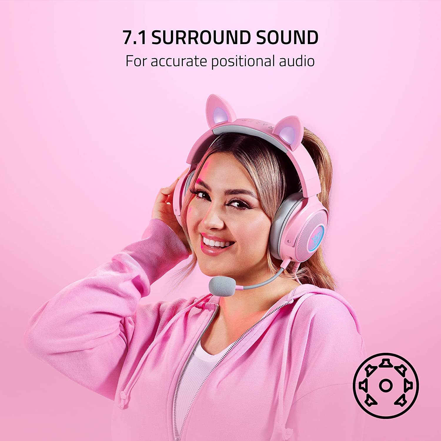 Razer Kraken Kitty V2 Pro Wired RGB Headset with Interchangeable Ears