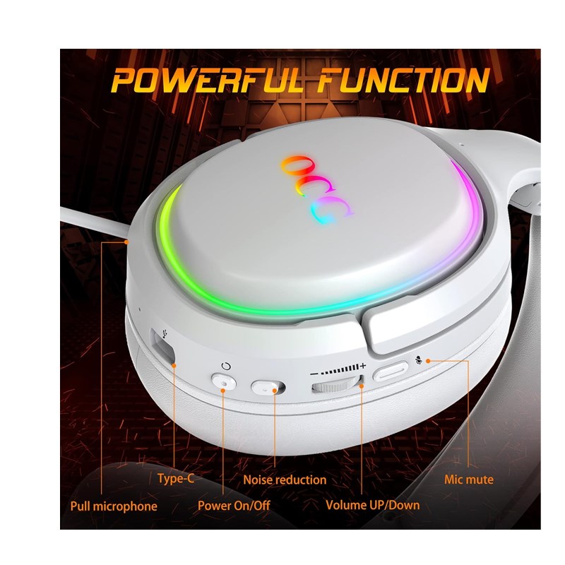 OCG Gaming Headset Dual Wireless Lossless 2.4G Bluetooth Gaming Headphones with Detachable Microphone 50mm Speakers - for PC, PS4, PS5, Smartphone, MacBook, Notebook, Tablet