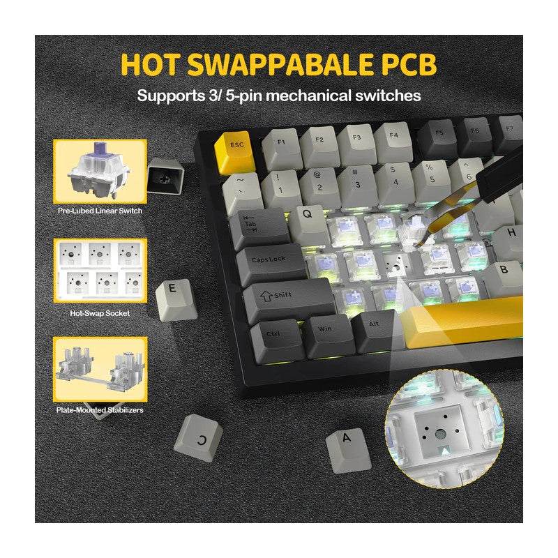 ATTACK SHARK X820 Ultra Wireless Tri-Mode (2.4G + Type-C + Bluetooth) Gasket Mechanical Keyboard