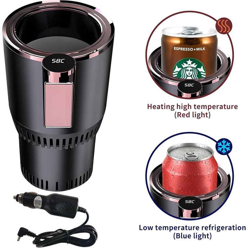Auto Cooling & Heating Cup Holder for Car, 2-in-1 Smart Drink Holder for Coffee/Water/Milk with Temperature Display, (Pack of 2)