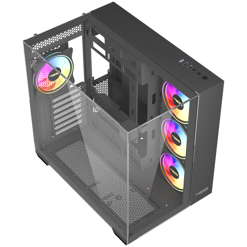 Twisted Minds Warden Rider Tempered Glass ATX Mid Tower Gaming Case - Black (3 ARGB Fans Included)