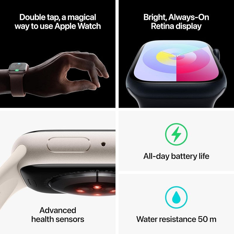 Apple Watch Series 9, GPS, Aluminum Case, Sport Band