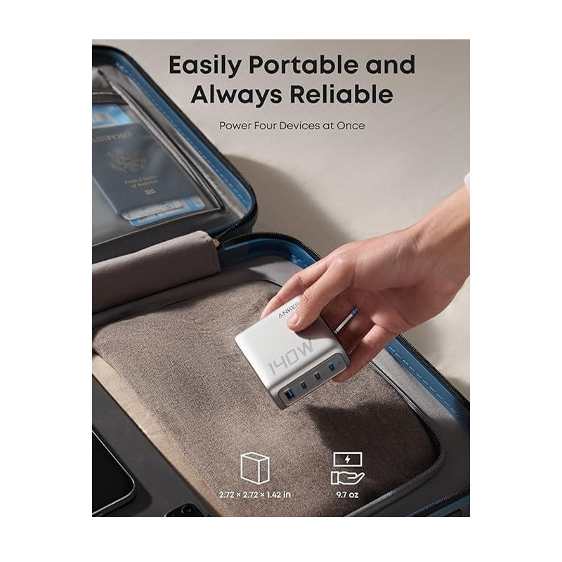 Anker 140 W USB C Charger, 4-Port Multi-Device Fast Charging, Advanced GaN Power Adapter, Intuitive Touch Controls