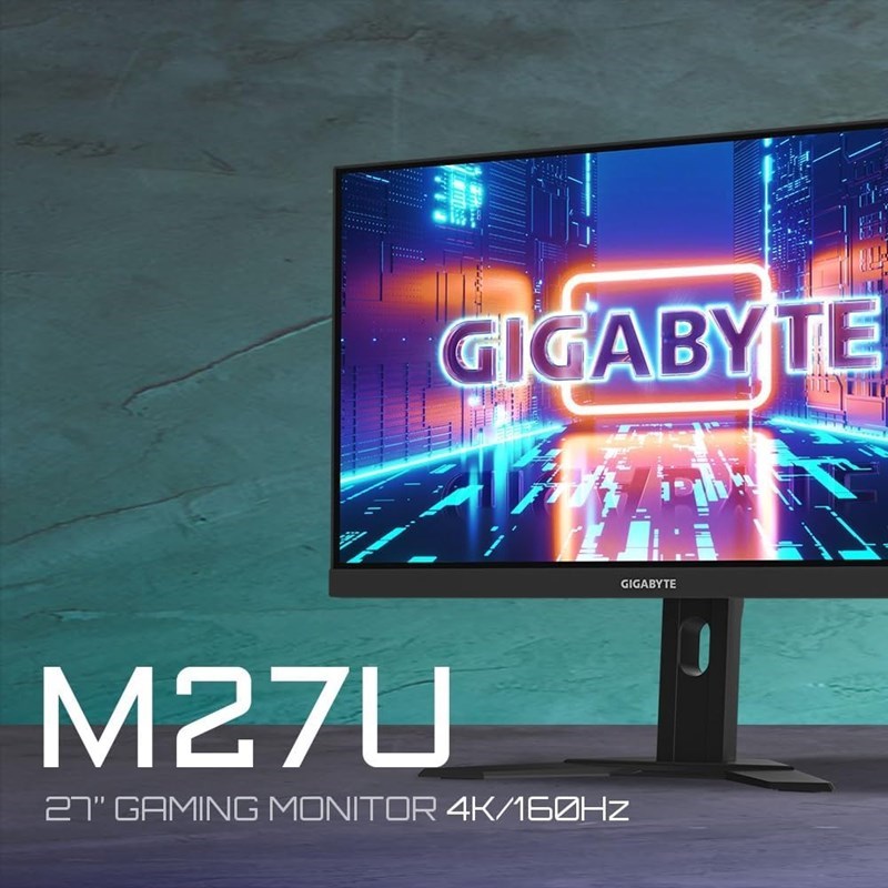 جيجابايت شاشة ألعاب M27U مقاس 27 بوصة بدقة 4 كي الترا اتش دي، اي بي اس، بمعدل تحديث 160 هرتز، وزمن استجابة 1 مللي ثانية، ومنفذ اتش دي ام اي 2.1