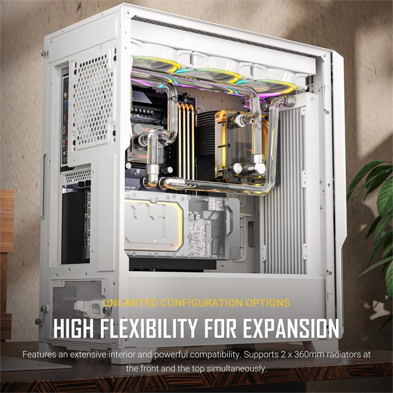 Antec P20C E-ATX Mid Tower Gaming PC Case - White (3 Fans Included)