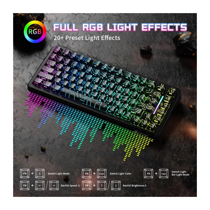 ATTACK SHARK X82PRO HE 75%, 8KHz, 0.01mm RT Wireless Tri-Mode Gaming Keyboard Magnetic Switch
