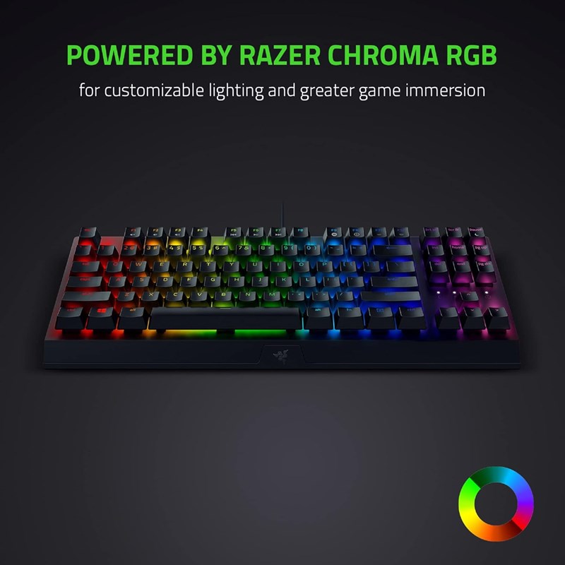 Razer BlackWidow V3 TKL 80% Compact Mechanical Gaming Keyboard with Razer Chroma RGB (Green Switch) - Black (US Layout)