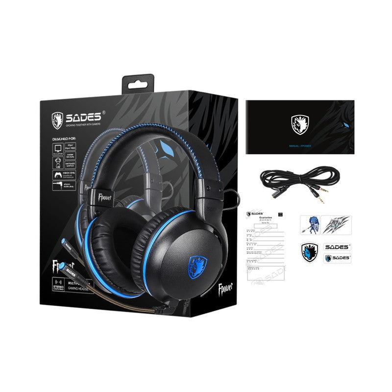 Sades F-Power Wired Gamind Headset - Black/Blue