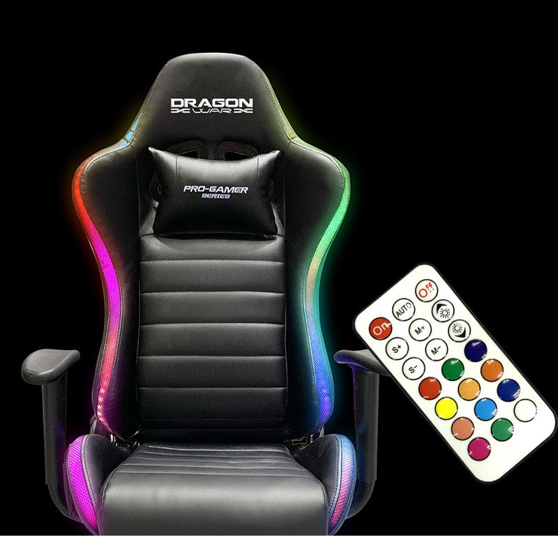 Dragon War GC-015 LED Racing Chair, 4D Armrest - Black